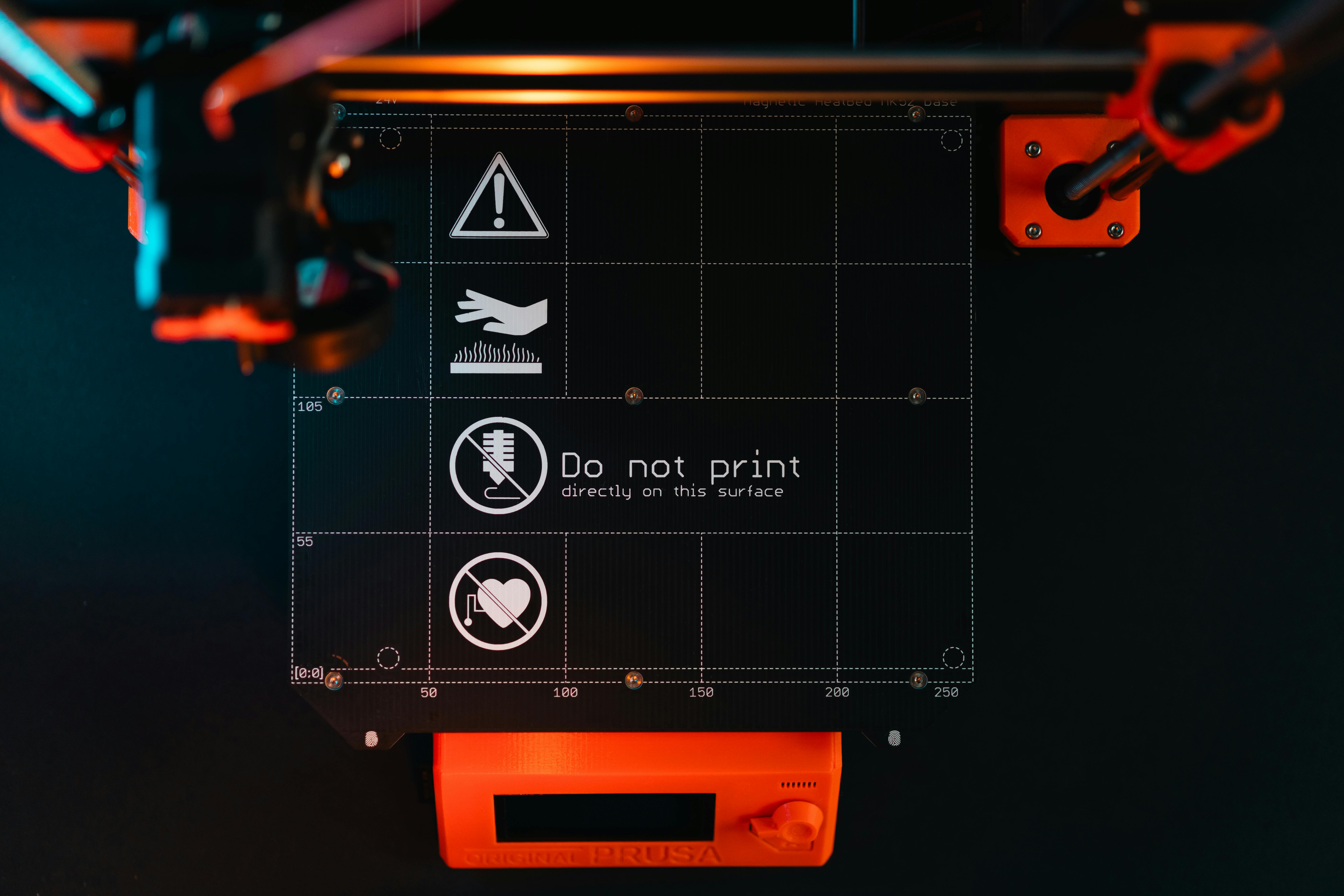 3D printer build plate with finished parts